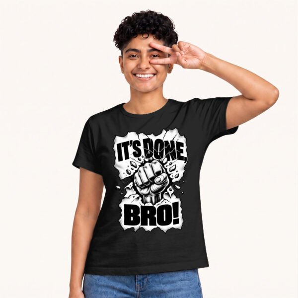 Rakul posing in It's Done Bro Unisex Black Tshirt by Polimemes India