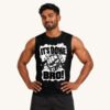Amal posing in It's Done Bro Men's Black Sleeveless Tshirt by Polimemes India