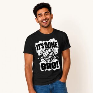 Palash posing in It's Done Bro Unisex Black Tshirt by Polimemes India