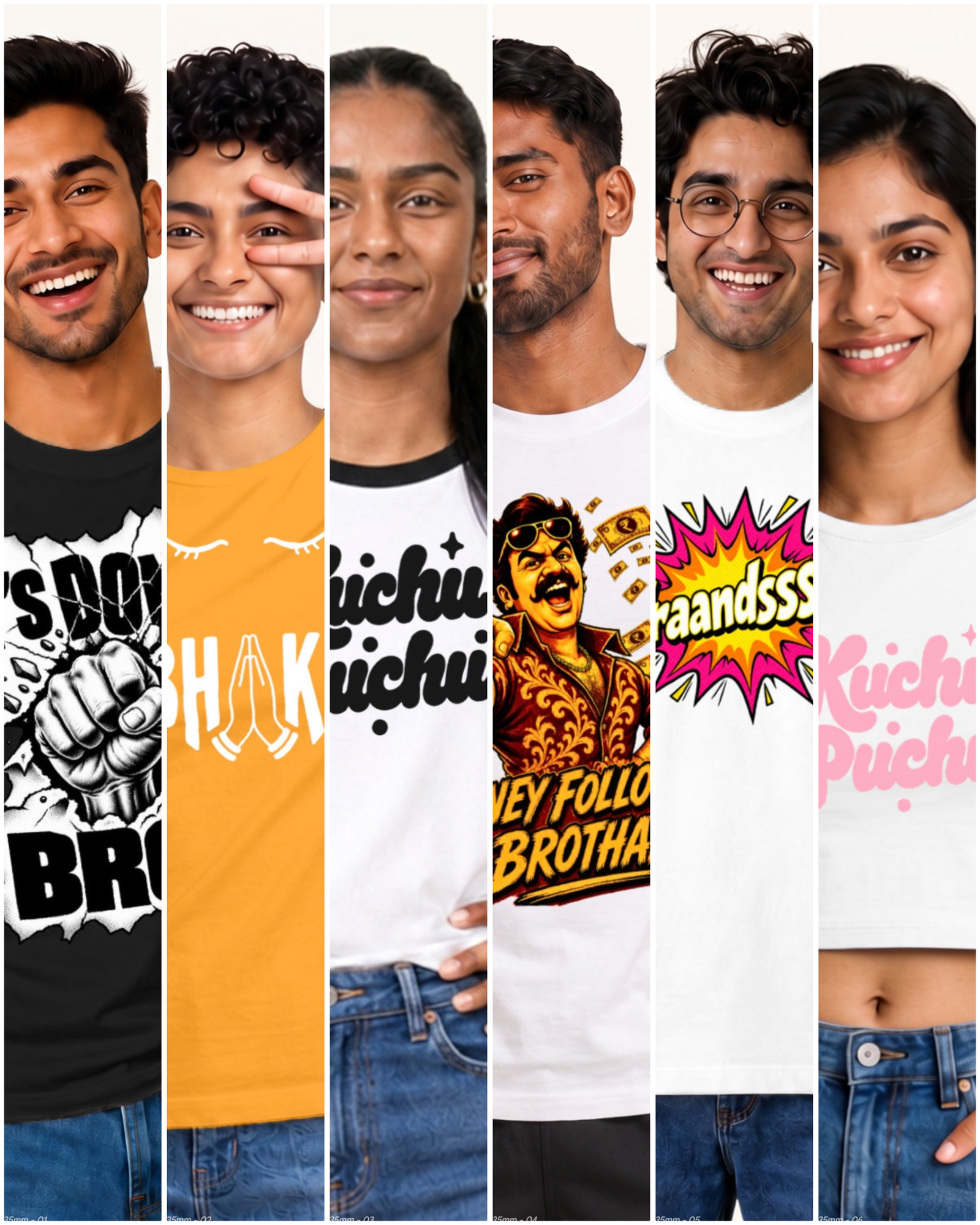 Models posing in banger designs for casual wear by Polimemes India